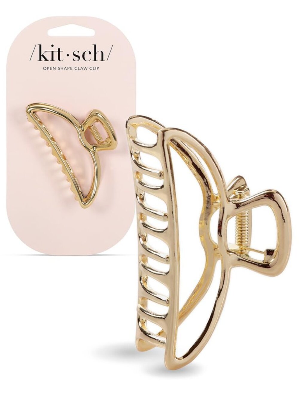 Open Shape Metal Hair Clips for Women - Gold, 1 Pc